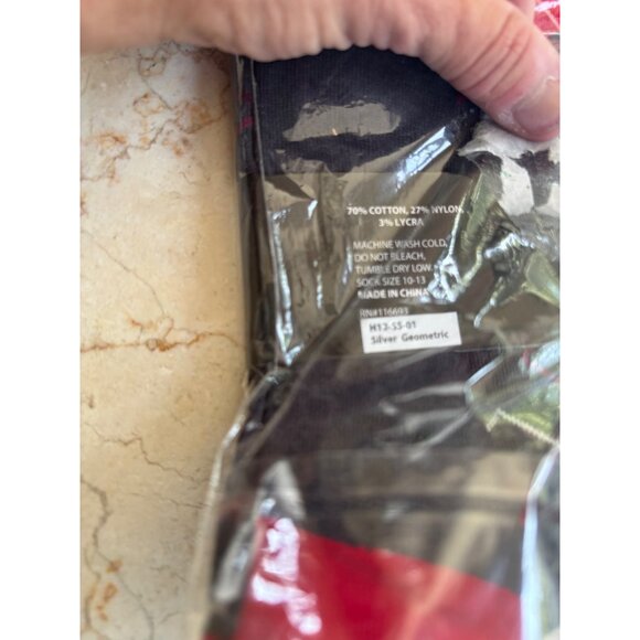 StylishMan Mens 10-13 Silver Geometric Socks  70% Cotton 27% Nylon 3% Lycra  Mac - Picture 5 of 6